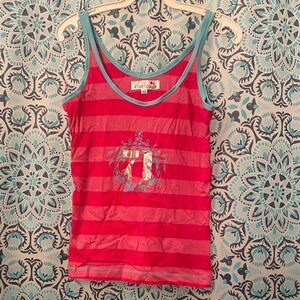 LineTea Women’s Pink & Blue Striped Tank Top size medium/40 Cotton 100%